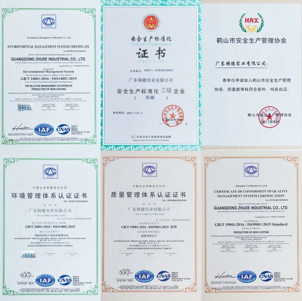 OEM China Factory Grey Iron in Sand Casting with ISO9001 Standard